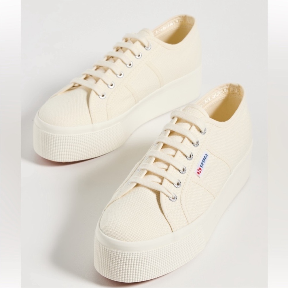 Superga Women's 2790 Beige-Natural Canvas Platform Sneaker—7.5 - Picture 3 of 13